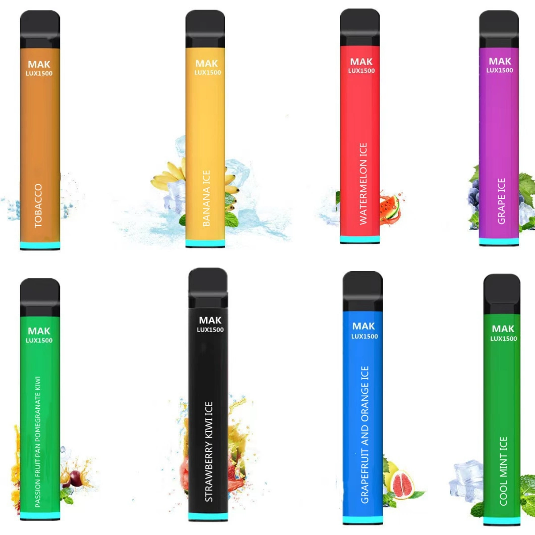 Mak Lux 600 800 1500 Puffs 5000puffs Nicotine Free 0% 2% 5% E Cigarette Mak Disposable Vape