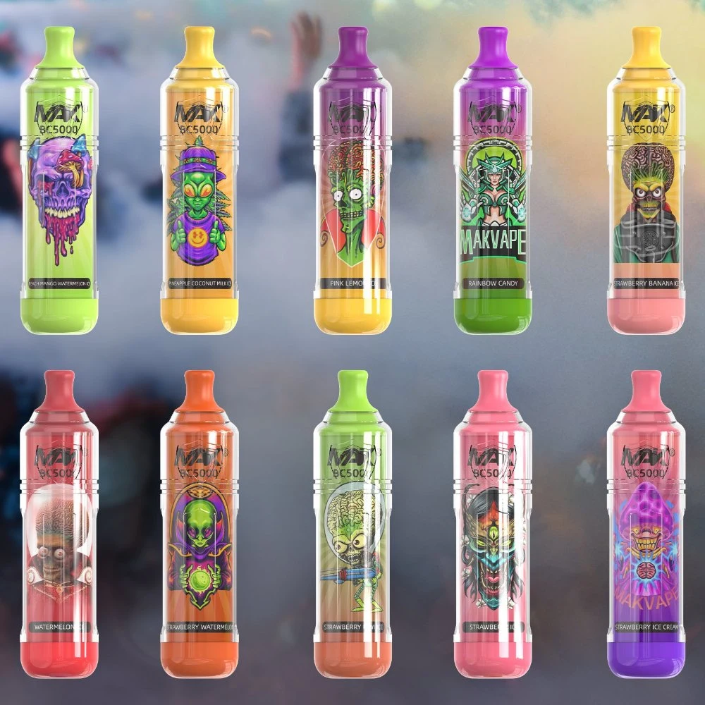 50 Regular Flavors Mak Bc5000 Puffs Disposable Vape Pen Flashing RGB LED 850mAh Rechargeable Disposable Mini E-Cigarette